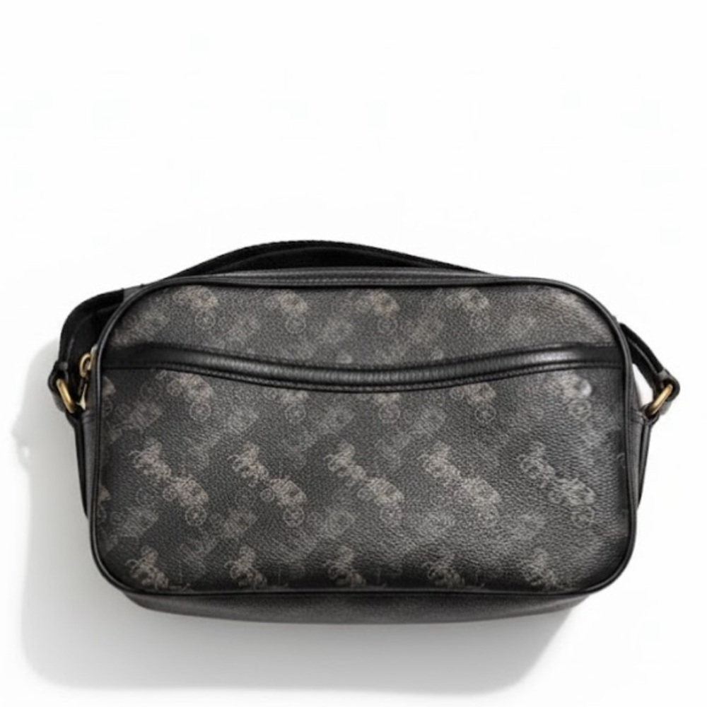 COACH Horse & Carriage Monogram Camera Crossbody Bag Black Brown Signature - Picture 4 of 10